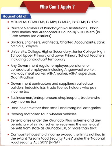 Orunodoi Scheme Ineligibility Conditions