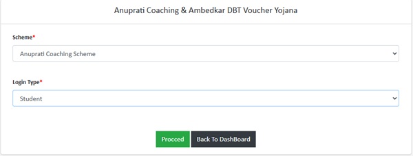 CM Anuprati Scheme login Type