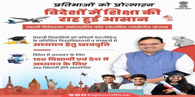 Rajasthan Swami Vivekanand Scholarship For Academic Excellence Scheme Image
