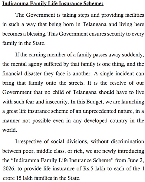 Benefits of Indiramma Family Life Insurance Scheme Telangana