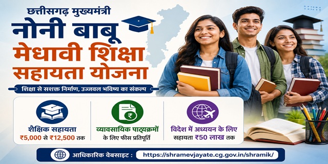  छत्तीसगढ़ मुख्यमंत्री नोनी बाबू मेधावी शिक्षा सहायता योजना