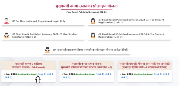 मुख्यमंत्री बालक बालिका प्रोत्साहन योजना लिंक