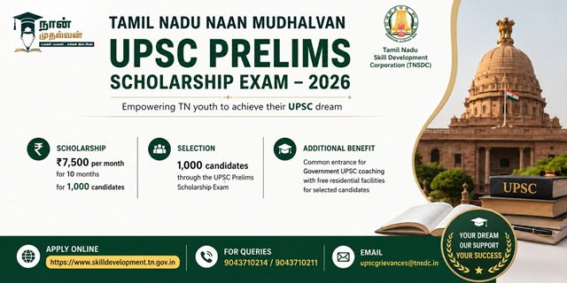 Tamil Nadu Naan Mudhalvan UPSC Prelims Scholarship Scheme Image