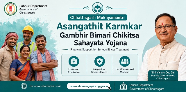 Chhattisgarh Mukhyamantri Asangathit Karmkar Gambhir Bimari Chikitsa Sahayata Yojana img.