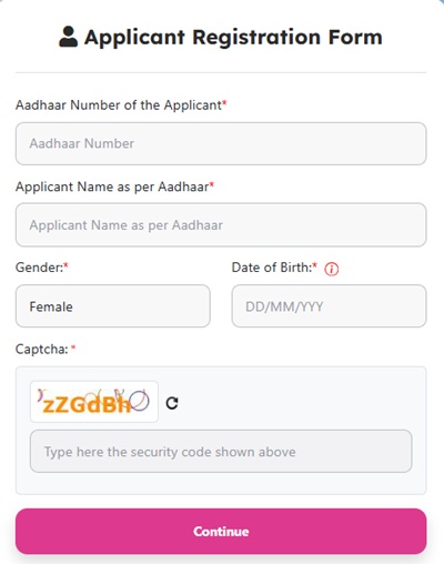 Delhi Lakshmi Yojana Applicant Registration Form