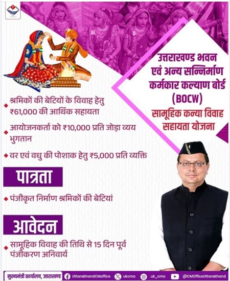 Uttarakhand Samuhik Kanya Vivah Sahayata Yojana Information
