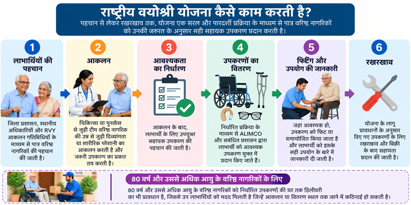 राष्ट्रीय वयोश्री योजना कैसे काम करती है
