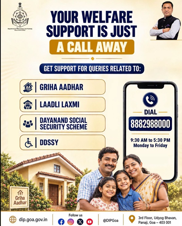Dayanand Social Security Scheme and Goa other Welfare Helpline