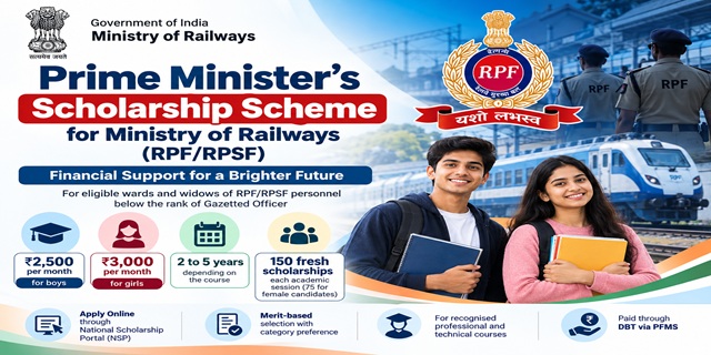 Prime Minister's Scholarship Scheme for Ministry of Railways (RPF/RPSF)